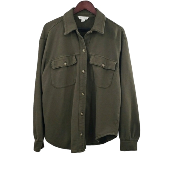 Treasure & Bond Dark Green Button Down Shacket - Picture 2 of 9